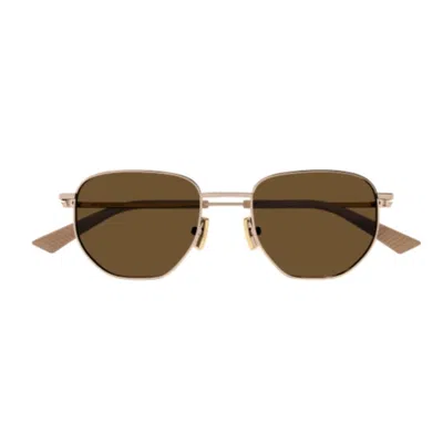 Bottega Veneta Eyewear Split Panthos Sunglasses In Gold