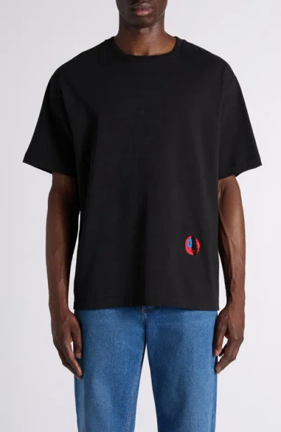 Bottega Veneta Face Embroidered Cotton Jersey T-shirt In Black