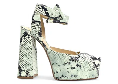 Pre-owned Bottega Veneta Faded Python Noir Tower Pumps (women's) Sneakers In Green/black In Multi