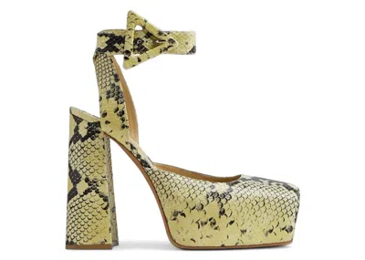 Pre-owned Bottega Veneta Faded Python Noir Tower Pumps (women's) Sneakers In Yellow/black In Multi