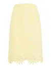 Bottega Veneta Embroidered Midi Skirt In Yellow
