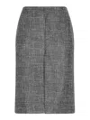 Bottega Veneta Stylish Black Printed Leather Midi Skirt For Women From Ss23 Collection In Gray