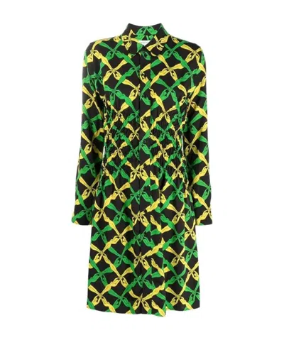 Bottega Veneta Fantasia Print Dress In Black