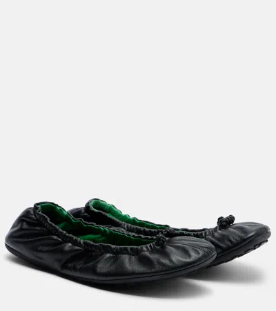 Bottega Veneta Fantasmina Knot Leather Ballet Flats In Black