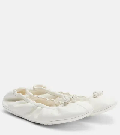 Bottega Veneta Fantasmina Knot Leather Ballet Flats In White