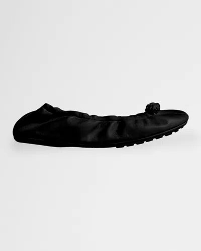 Bottega Veneta Fantasmina Leather Ballerina Flats In Black