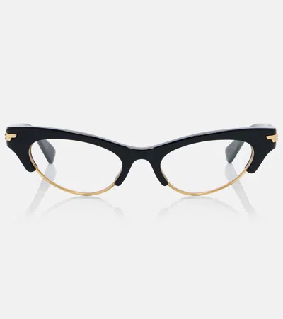 Bottega Veneta Bold Ribbon Cat Eye Eyeglasses In Black