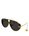 Bottega Veneta Havana-gold-grey Metal Sunglasses In Avana