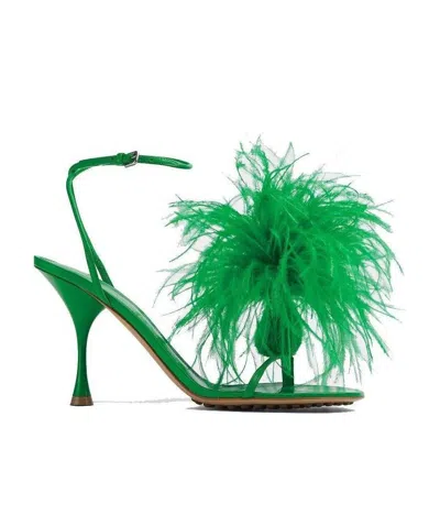 Bottega Veneta Feather Dot Sandals In Green