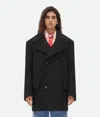 Bottega Veneta Felted Wool Coat In Black
