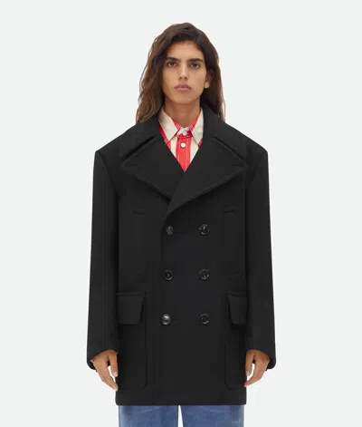 Bottega Veneta Felted Wool Coat In Black