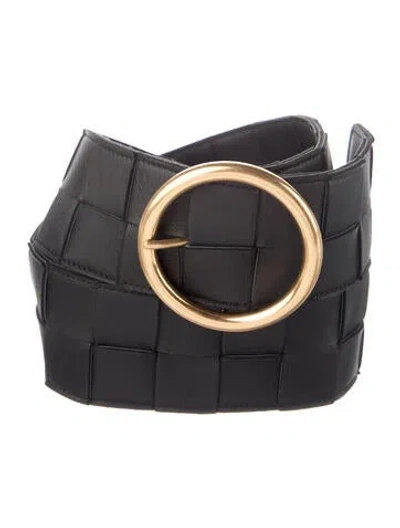 Pre-owned Bottega Veneta Fettucce Wide Belt In Black