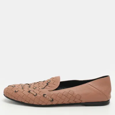 Pre-owned Bottega Veneta Fiandra Size 36 Nude Pink Leather And Snakeskin Leather Ballet Flats