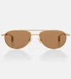 Bottega Veneta Fin Aviator Sunglasses In Brown