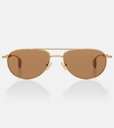 Bottega Veneta Fin Aviator Sunglasses In Brown