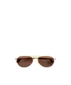 Bottega Veneta Fin Aviator Sunglasses In Brown