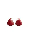 Bottega Veneta Large Fin Gold Vermeil And Enamel Earrings In Red