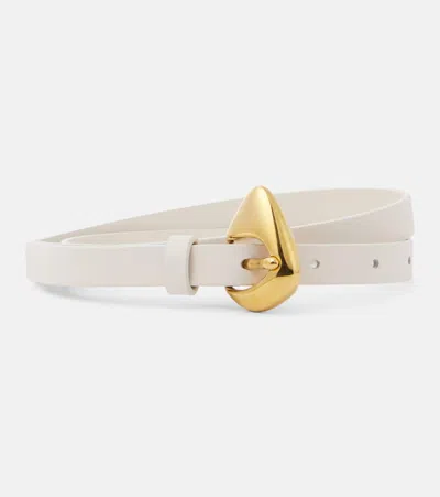 Bottega Veneta Fin Leather Belt In White