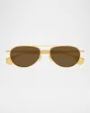 Bottega Veneta Bv1419s Linea Signature Icons Sunglasses In Gold