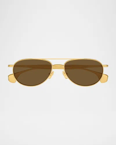 BOTTEGA VENETA FIN METAL AVIATOR SUNGLASSES