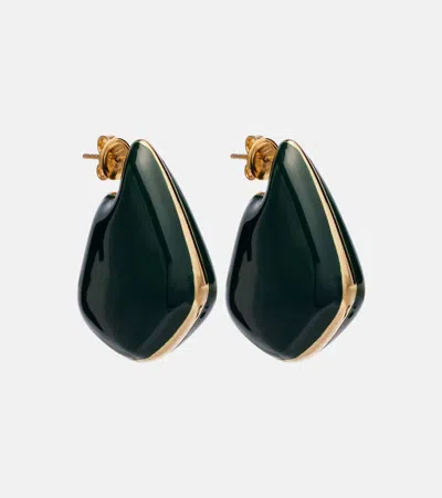 Bottega Veneta Fin Small Sterling Silver Earrings In Green