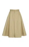 Bottega Veneta Fine Compact Cotton-twill A-line Skirt In Nude