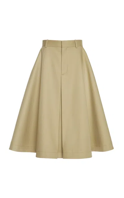 Bottega Veneta Fine Compact Cotton-twill A-line Skirt In Nude