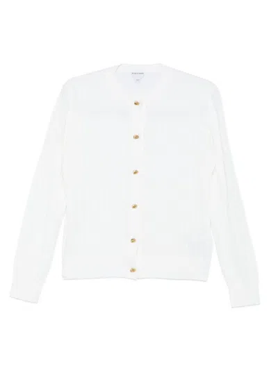 Bottega Veneta Fine Knit Wool Cardigan In White