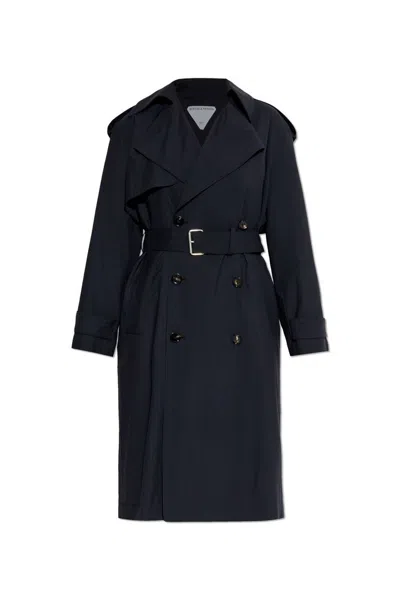 Bottega Veneta Navy Blue Fine Wool Trench Coat