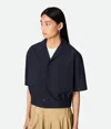 Bottega Veneta Fine Wool Crop Shirt In Midnight Blue