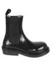 Bottega Veneta Polished Finish Black Ankle Boots With Elastic Side Panels