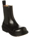 Bottega Veneta Polished Finish Black Ankle Boots With Elastic Side Panels In Black