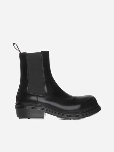 Bottega Veneta Fireman Glossed-leather Chelsea Boots In Black