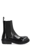Bottega Veneta Polished Finish Black Ankle Boots With Elastic Side Panels In Black