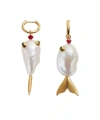 Bottega Veneta Fish Earrings In White