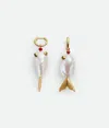 Bottega Veneta Fish Earrings In White/african Jade