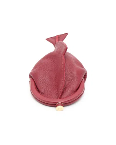 Bottega Veneta Fish Leather Coin Purse In Red