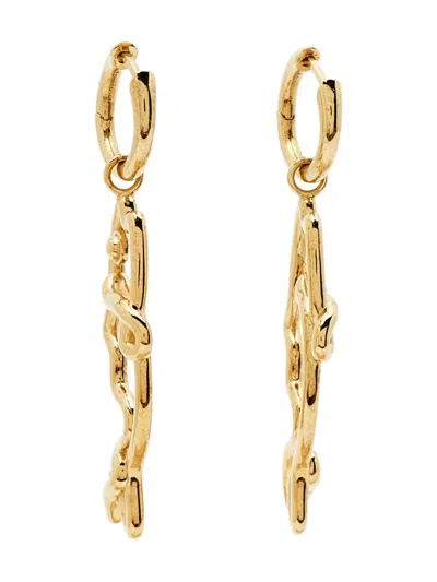 Pre-owned Bottega Veneta Fish-motif Earrings In Gold
