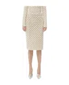 Bottega Veneta Fish Scale Wool Medium Length Skirt In Nude
