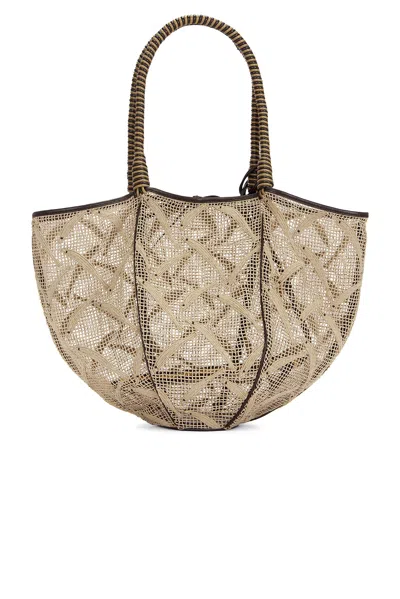 Bottega Veneta Fishnet Bag In Beige  Fondant  Champagne  & Muse Brass