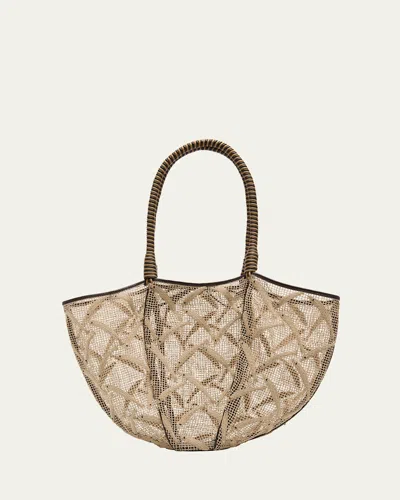 Bottega Veneta Fishnet Sardine Tote Bag In 9464 Beige Fon Fo