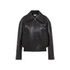 Bottega Veneta Intrecciato Collar Leather Jacket In Black