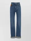 Bottega Veneta Five-pocket Denim Trousers Featuring Rolled Cuffs In Blue