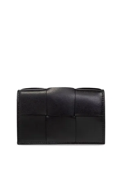 Bottega Veneta Flap Card Case - Men In ["black","silver Tone"]