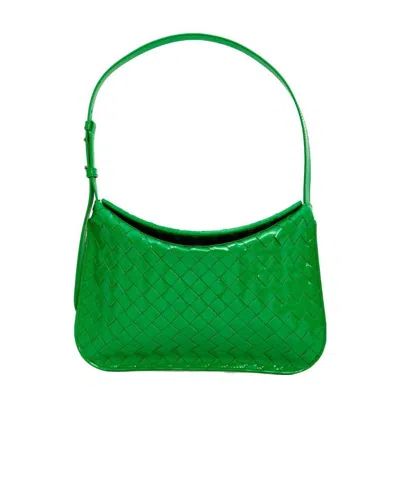 Bottega Veneta Flap Intrecciato Shoulder Bag In Green