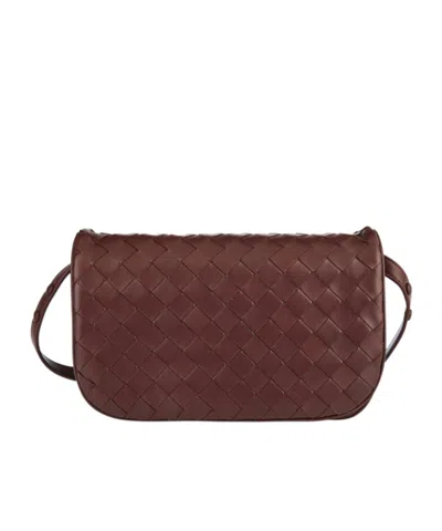 Bottega Veneta Flap Shoulder Bag In Madder Brown
