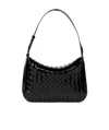 Bottega Veneta Flap Woven Leather Shoulder Bag In Black