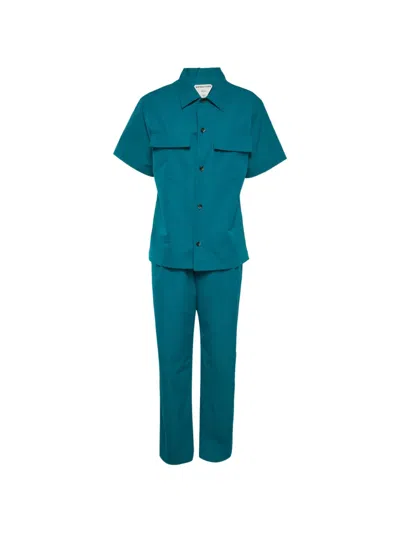 Pre-owned Bottega Veneta Flap-pocket Shirt And Trousers Set In Blue