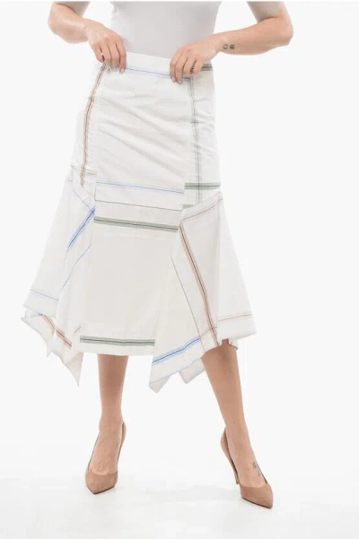 Bottega Veneta Flared Checkered Skirt In White