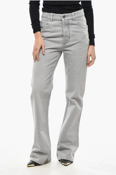 Bottega Veneta Flared Fit Stone Washed Denims 21cm In Gray